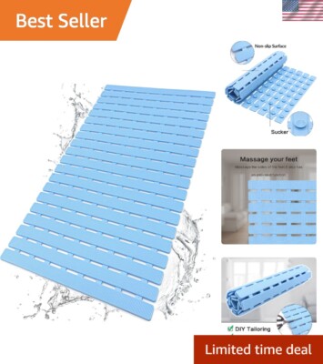 Non-Slip Shower Mat   27.5'' x 15.7'', Suction Cups & Drain Holes, Easy Dry