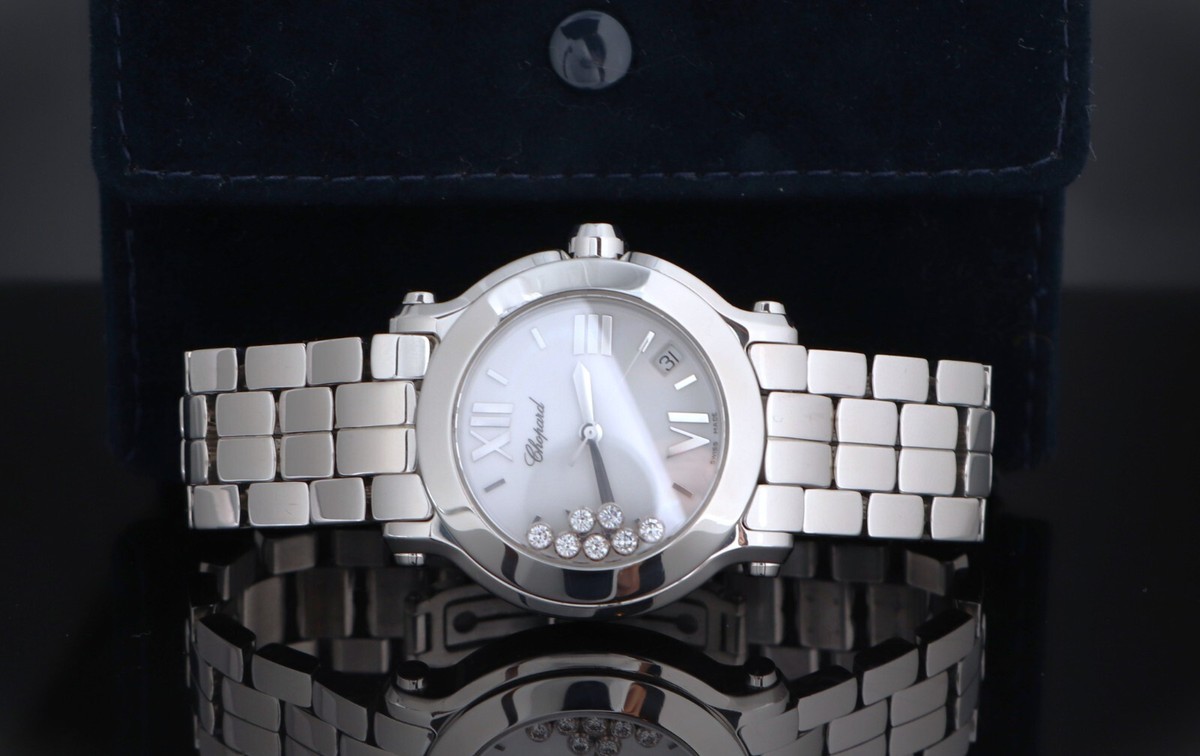 Chopard Happy Sport White Women's Leather Strap Watch - 8475