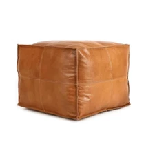 Leather Boho Moroccan New Brown Unstuffed 20'' New Ottoman Pouffe Footstool