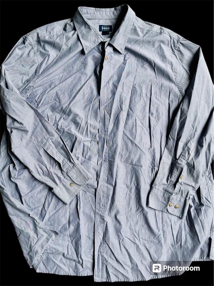 Harbor Bay HB Men's 3XLT Gray/White Big Tall Long Sleeve Button Down Dress Shirt - Image 2 of 4