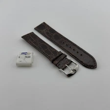Crocodile Brown Leather Watch Strap 20mm Handmade In France