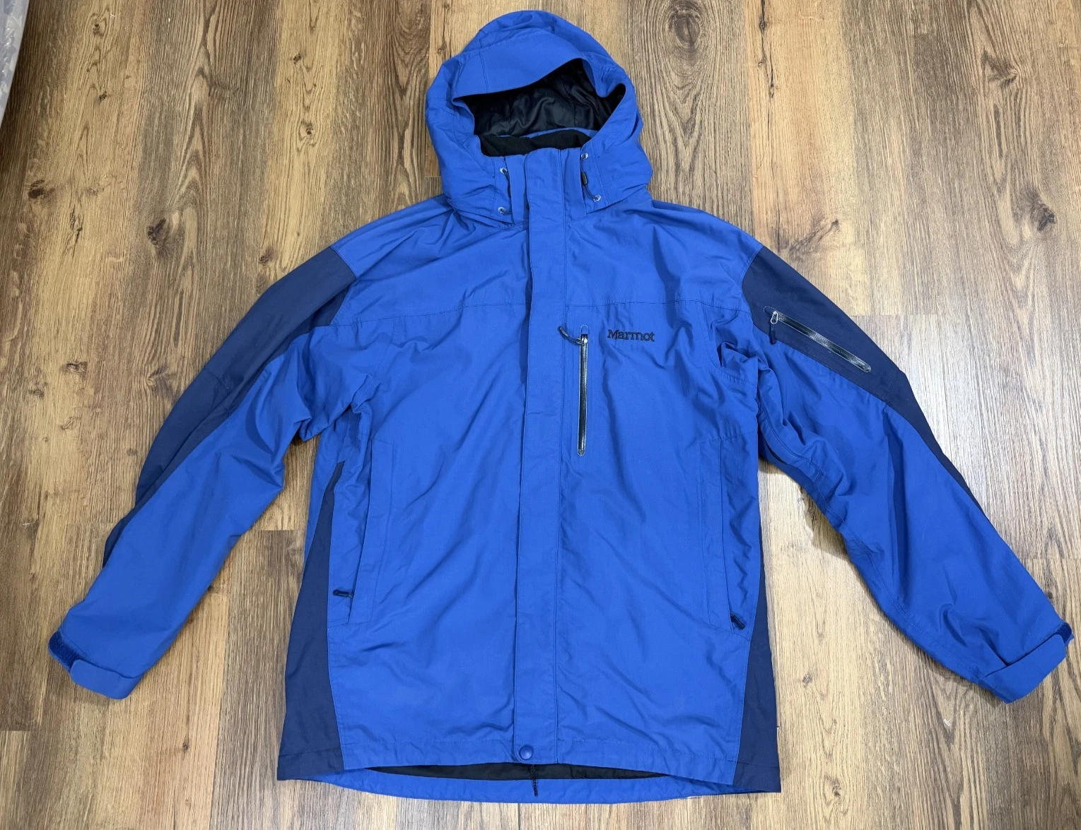 Marmot Hooded Ski Snow Jacket Blue Mens Large