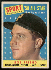 1958 Topps #492 Bob Friend Sport Magazine All Star