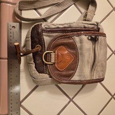 Terra Pax Hemp Canvas Leather Crossbody Field Bag Beige Brown Made in USA