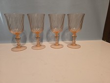 Vintage Roseline Pink Swirl Optic Wine Glass Set of 4 Arcoroc France.