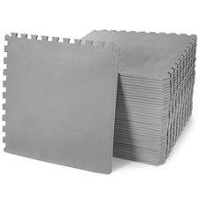 BalanceFrom Fitness 144 Sq Ft Interlocking EVA Foam Exercise Mat Tiles, Gray