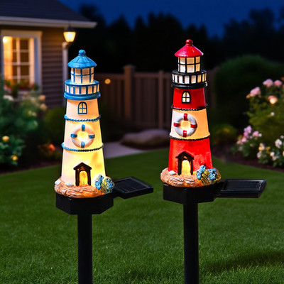 Solar Lighthouse Outdoor Decor (2PACK) Ideal for pathway lighting in gardens,...