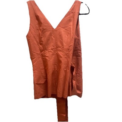 Club Monaco Orange Satin Silk Sleeveless V-Neck Tie Blouse Women s S
