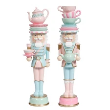 Mark Roberts Pastel Teapot Cups & Saucer Hat Nutcracker 64-55966