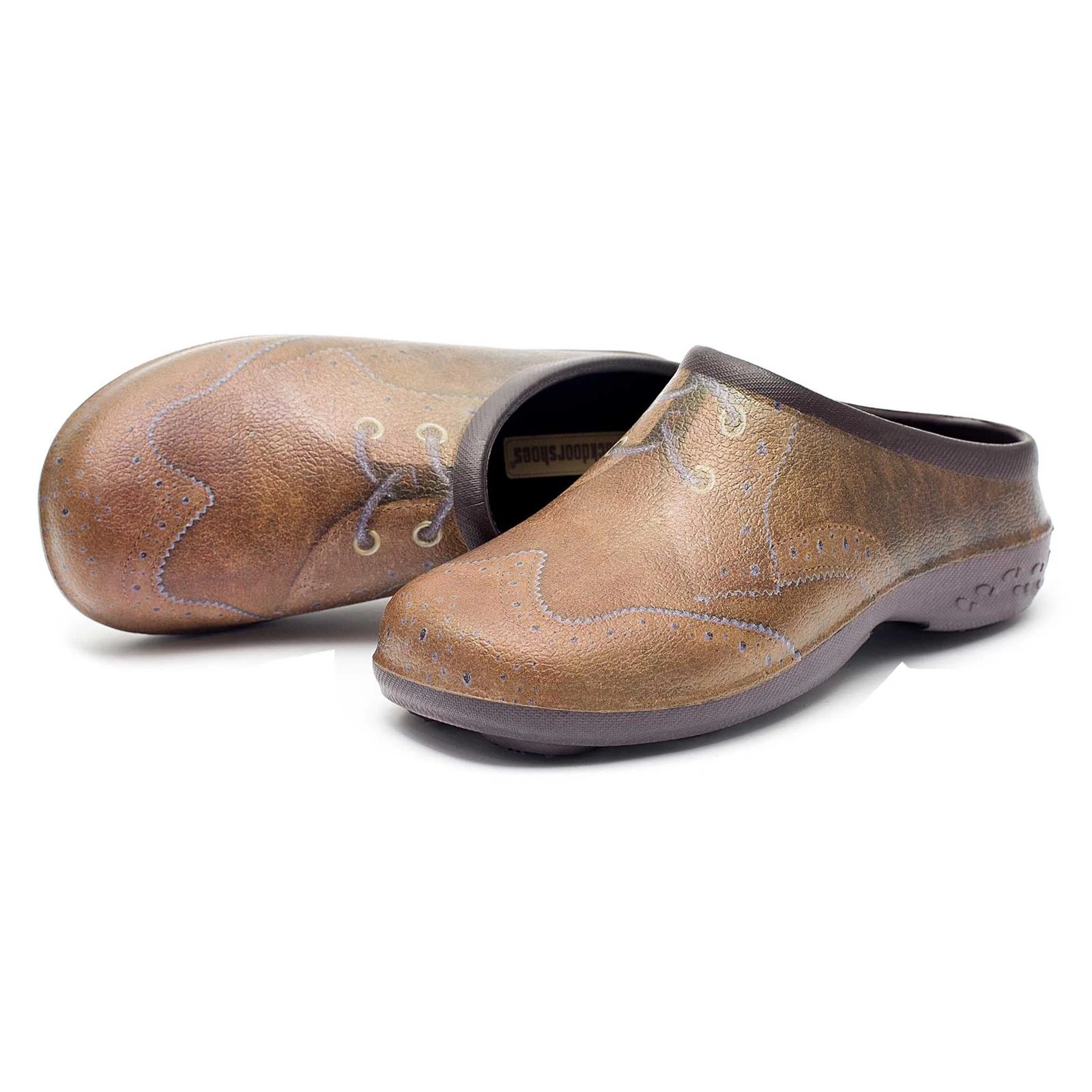 Mens Outdoor Garden Clogs Waterproof Smart Brogue Print Wide Insole Lightweight