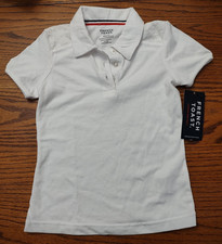 NWT French Toast Girl's 4/5 Short Sleeve Lace Yoke Polo Knit School Uniform