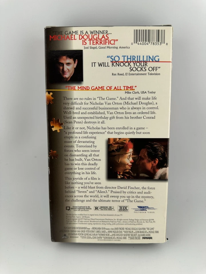 The Game VHS 1997 Michael Douglas Sean Penn Thriller David Fincher Film - Image 2 of 3