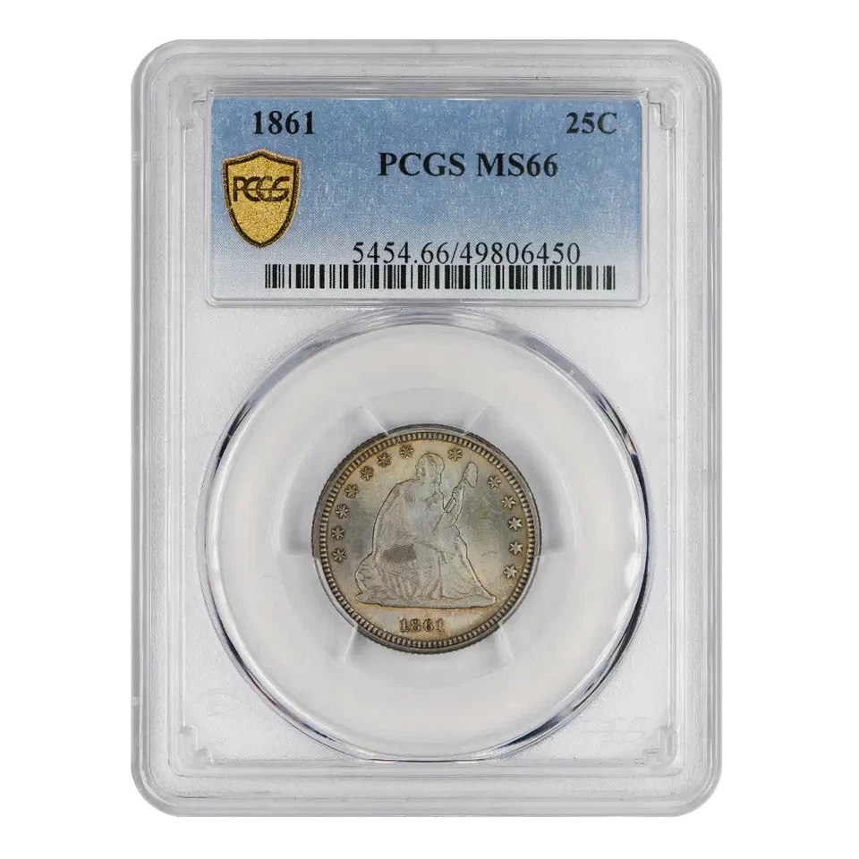 1861 Seated Liberty Quarter PCGS MS-66 - Image 3 of 4