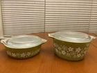 Pyrex Spring Blossom-Crazy Daisy Dishes w/lids 1 QT 473, 1 PT 471 Good Vintage