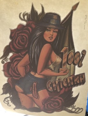 Vintage 70s 80s 100% Chicana Iron On Heat Transfer Sheet Exotic Deco Lowrider