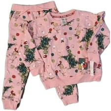 The Grinch Dr Seuss Printed Jogger Pant Sweatshirt Set Pink Toddler Size 4T NWT