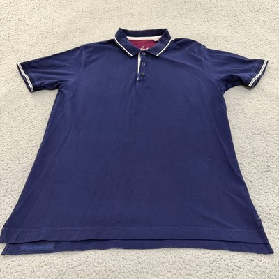 Robert Graham Polo Shirt Mens Size M Classic Fit Navy Blue Cotton Pique