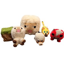 Minecraft Plush Lot of 6 Characters Mojang Sheep Mooshroom Dog Ocelot Dirt Block