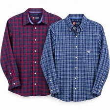 LOT of 2 Chaps Easy Care Button Down Shirt Mens XL Plaid Long Sleeve