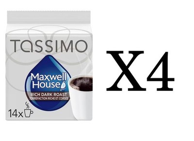 4X Tassimo Maxwell House Rich Dark Roast Coffee 14 Single Serve T-Discs CA