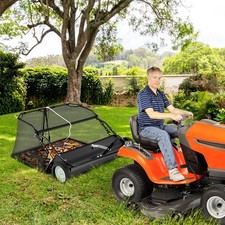 Lawn Sweeper with 26 Cubic Feet Hopper Bag Yard Debris Collector Black