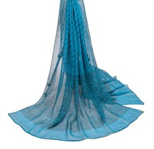 Sushila Vintage Teal Blue Dupatta 100 Pure Georgette Floral Printed Long Stole