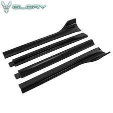 Fits 20-24 Tesla Model Y Side Skirts IKON V3 Style Gloss Black Diffuser Lip ABS