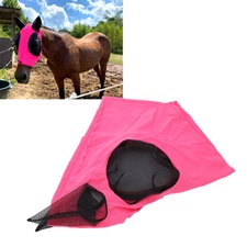 (Pink)Horse Fly Mask Soft Knitted Fabric Additional Fine Mesh Horse Face Ma DS
