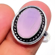 Pink Rose Quartz Gemstone 925 Sterling Silver Jewelry All Size Ring For Gift