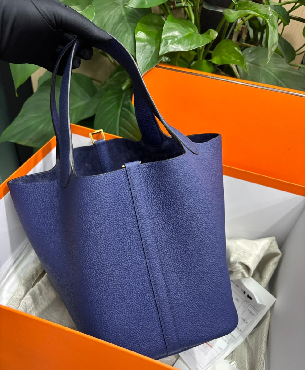 Hermes Picotin22 Bucket Top Handle Bag Shoulder Bag Blue Wmmen
