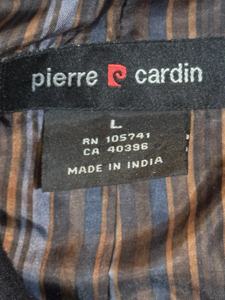 Pierre Cardin, Abrigo Vintage de Mezcla de Lana para Hombre, Negro con Forro a Rayas, Talla L Foto 4 de 4