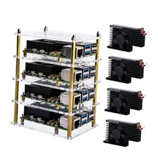 4 Layers Cluster Case for Raspberry Pi 5, Pi 5 Stackable Case with 4PCS Clear