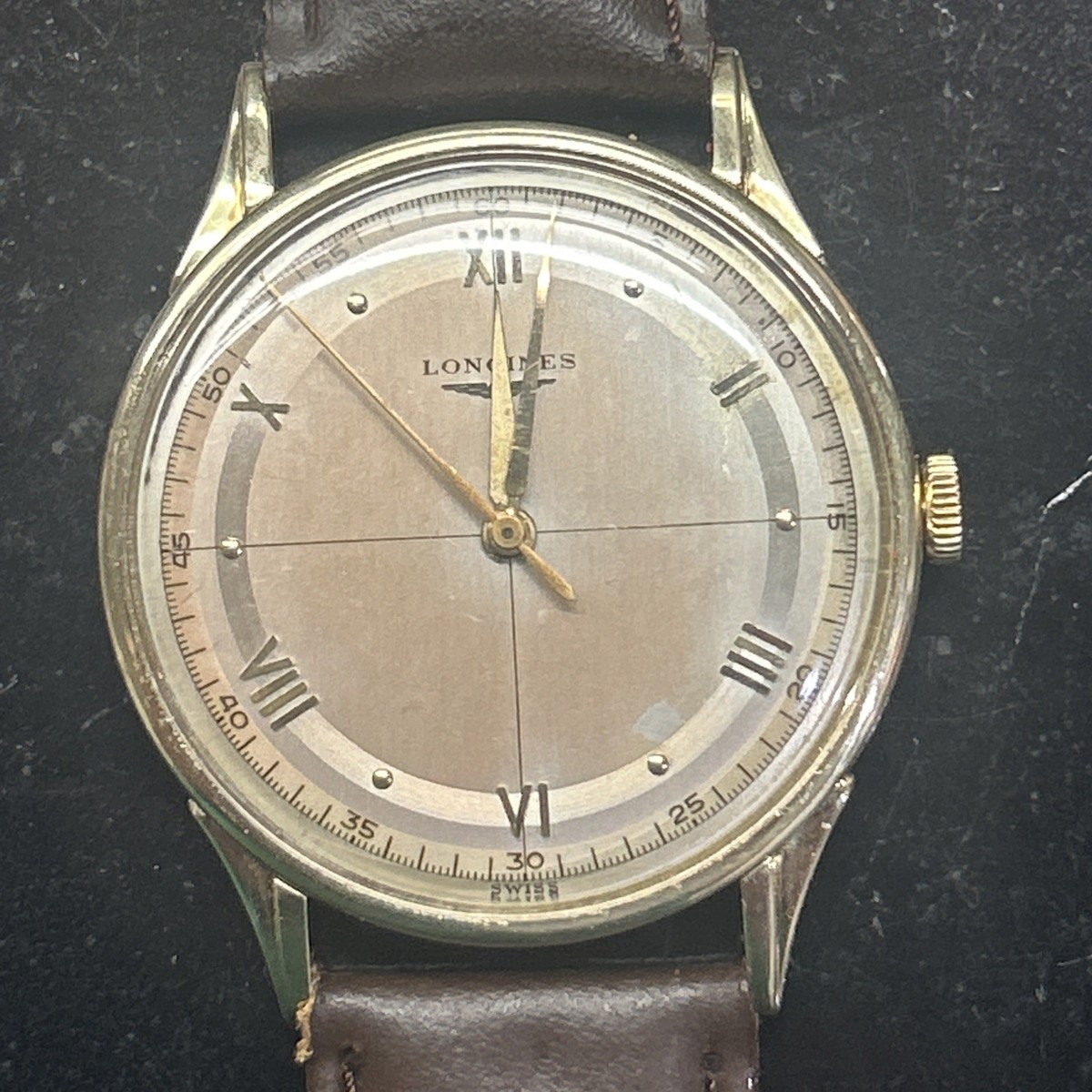 Auth Rare Longines Pasteur Sweep 14K Gold Ref 5858 Men 36MM Cal