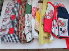 LOT of 10 Vintage Women's Cotton Half Aprons Farmhouse Granny 50 s 60 s