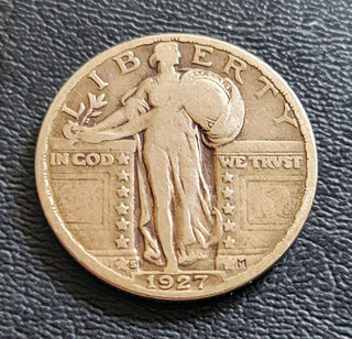 1927 S KEY DATE Standing Liberty Quarter KM#164 STRONG DETAILS