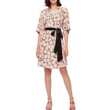 Diane Von Furstenberg DVF Christina Crepe Wrap Dress Medium Leaf Twig Ivory
