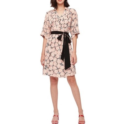 Diane Von Furstenberg DVF Christina Crepe Wrap Dress Medium Leaf Twig Ivory