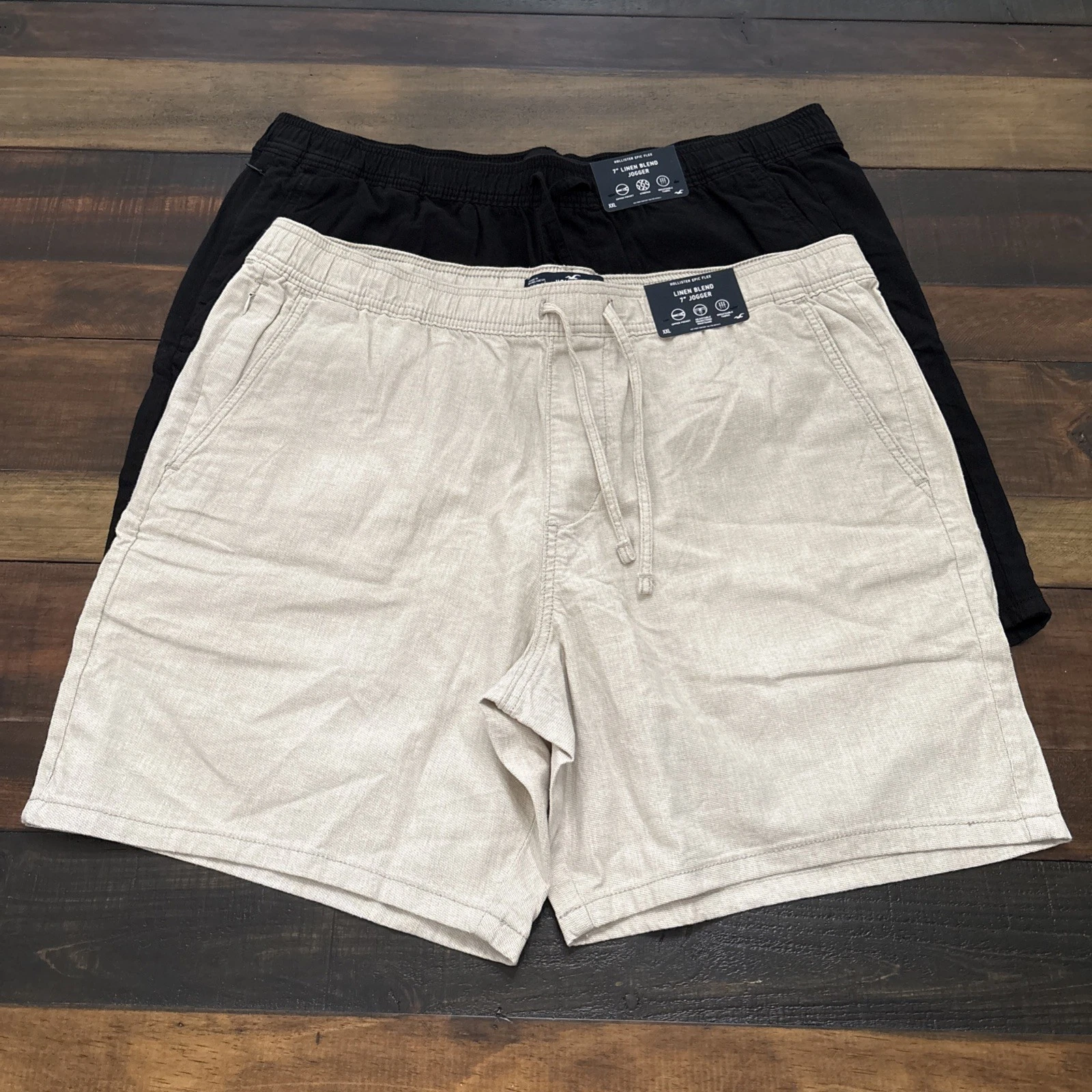 Lot Of 2 - Hollister Epic Flex 7” Jogger Mens XXL Linen Blend Breathable Stretch