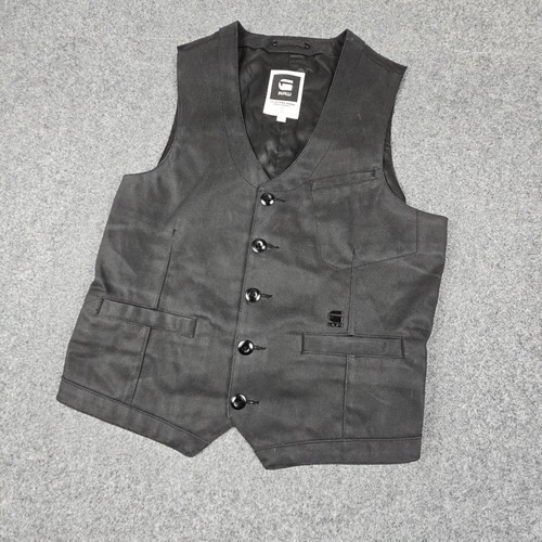 G Star raw Vest Womens SMALL Black button up waistcoat sleeveless pocket Size S - Picture 3 of 7