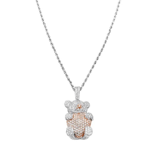 14K "Teddy Holding Heart" Pendant 5.07ctw