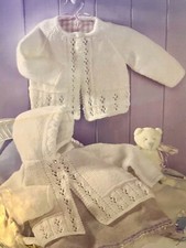 Baby Knitting Pattern For Vintage Matinee Coats in DK to fit 16-22" G47