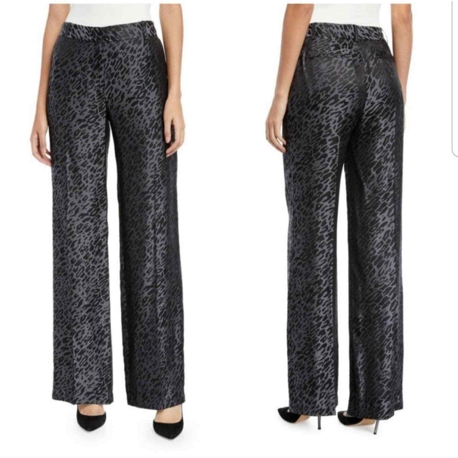 Equipment Femme Arwen Leopard Jacquard Wide Leg Pants Sz 6