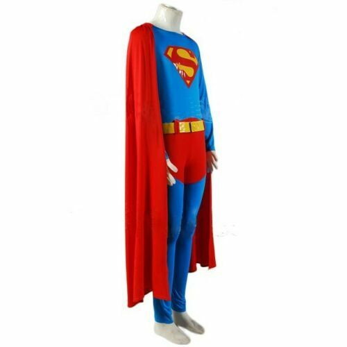 Superman cosplay Christopher Reeve Cape Jumpsuit Adult Cosplay Costume Full Set - Foto 4 di 5