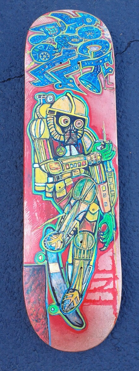 Alien Space Creature deep sea Custom skateboard deck Toxic Gas Mask Terror death