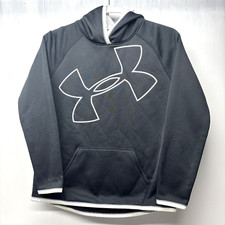 Under Armour Hoodie Boys Youth Size Large Black Coldgear Pullover Casual Fleece