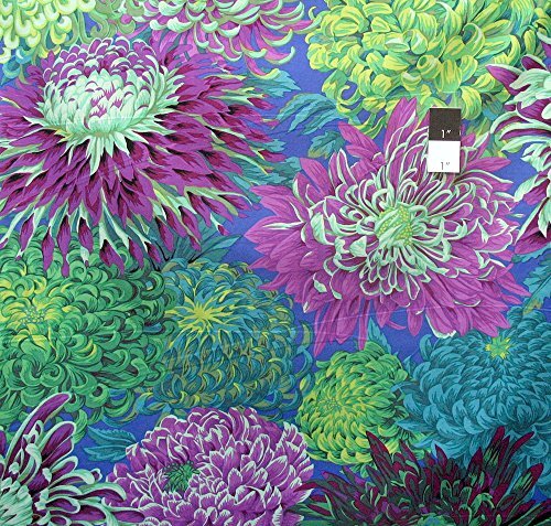 Free Spirit Philip Jacobs Japanese Chrysanthemum Green Quilting Fabric By Yard