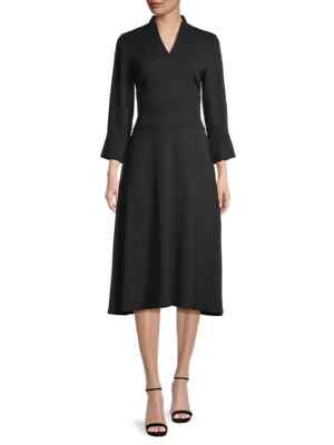 Misook Black Structured Waist Crepe De Chine Dress X-Small $358 | eBay