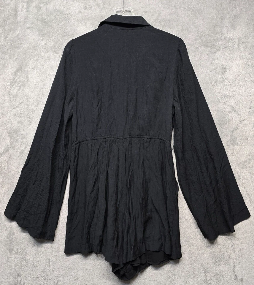 Mameluco Free People para mujer mediano negro Daria Beach arrugado envolvente forrado Foto 2 de 4