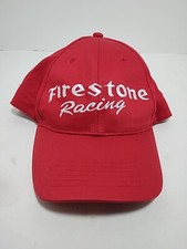 Vintage Firestone Racing Hat Cap White Embroidered Red Adjustable Snap Back
