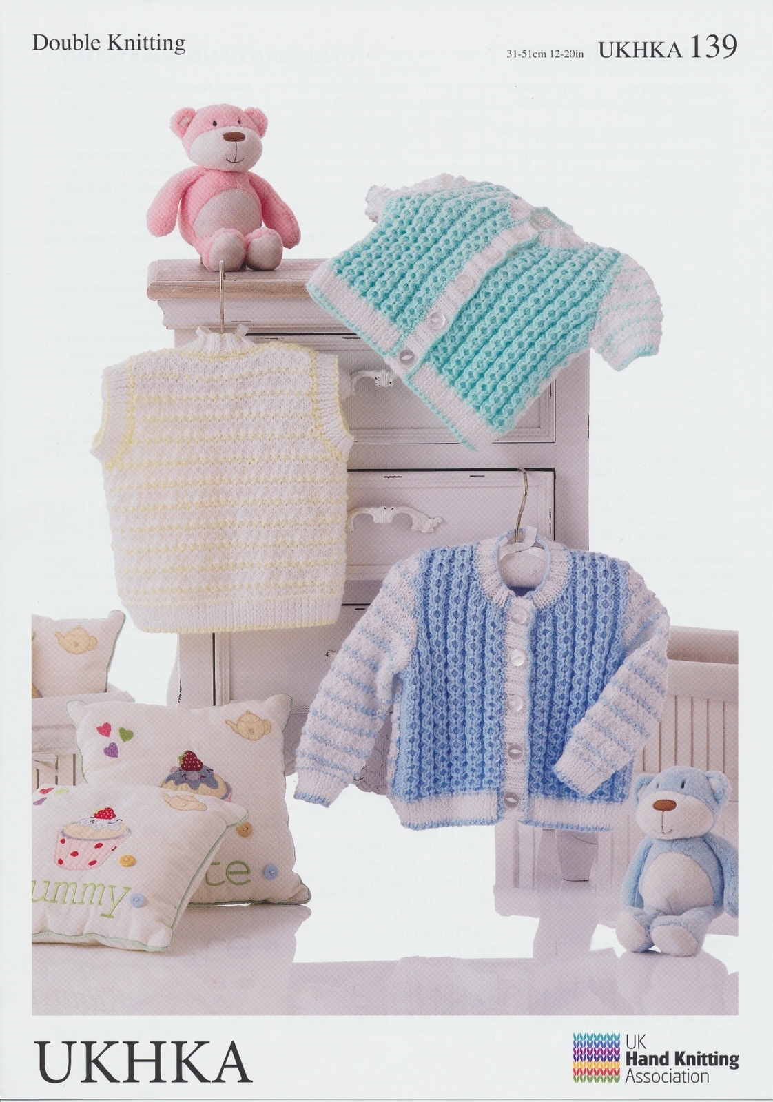 Double Knitting Pattern Baby Waistcoat & Cardigans UKHKA 139